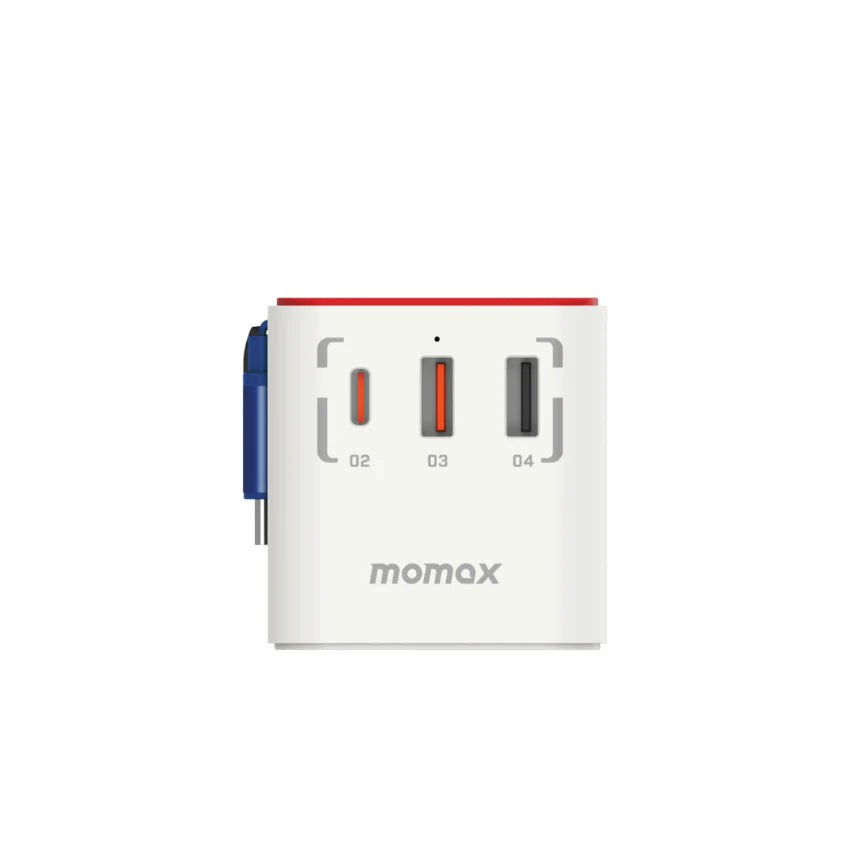MOMAX 1-World+ 70W GaN 3-Port w/ Built-in USB-C Cable + AC Travel Adaptor (Gundam-White)