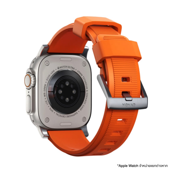 NOMAD Rugged Strap for Apple Watch 45mm/42mm - Orange Silver Hardware