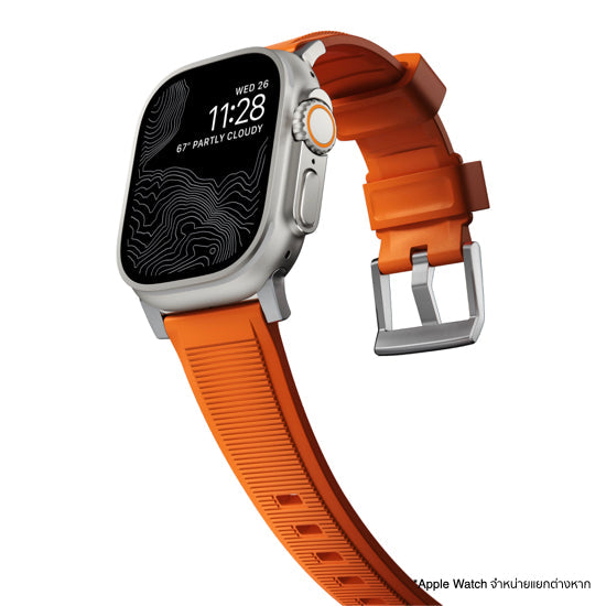 NOMAD Rugged Strap for Apple Watch 45mm/42mm - Orange Silver Hardware