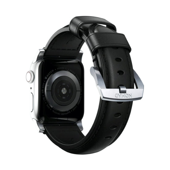 NOMAD Traditional Leather Strap for Apple Watch 42/44mm BK - Silver Buckle