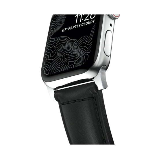 NOMAD Traditional Leather Strap for Apple Watch 42/44mm BK - Silver Buckle