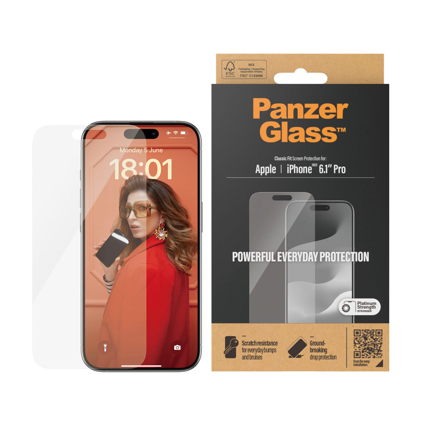 PANZERGLASS Classic Fit for iPhone 15 Pro