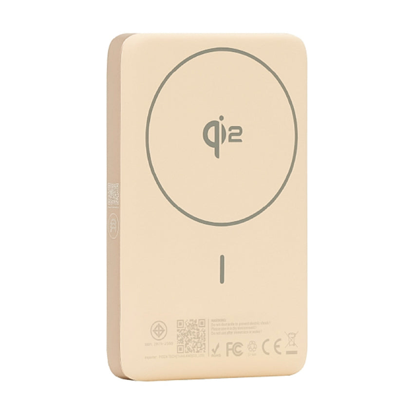 พาวเวอร์แบงค์ PISEN SleekVolt 10000mAh ชาร์จไร้สาย 20W สีครีมพาสเทล