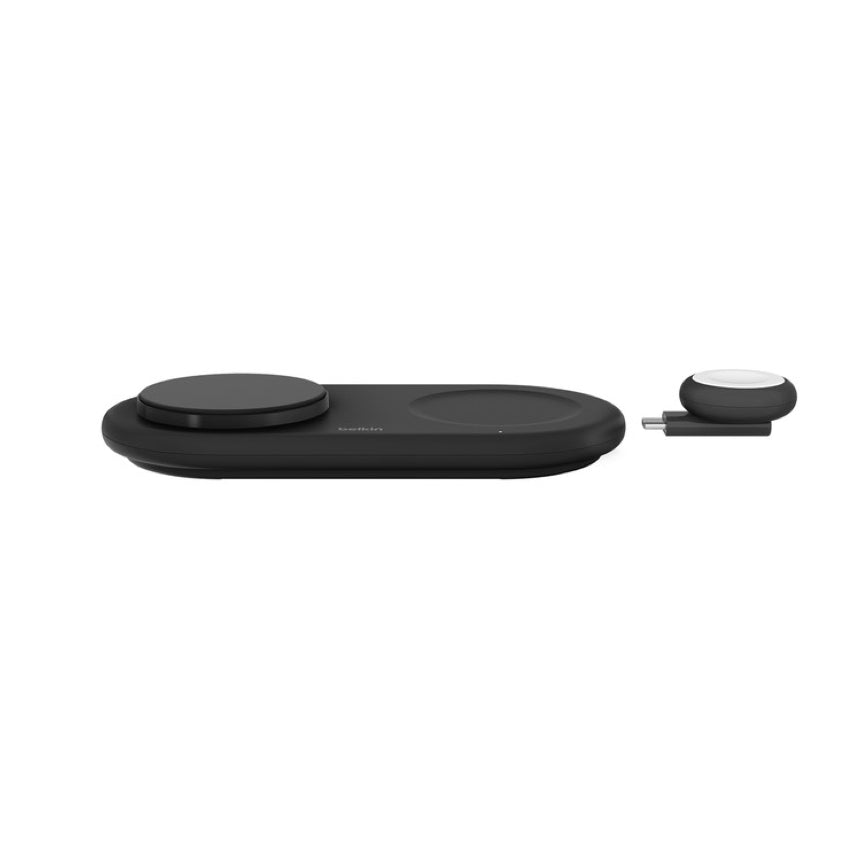 Belkin BOOST CHARGE Qi2 3-in-1 Wireless Charging Pad 15W with Apple Watch- Black